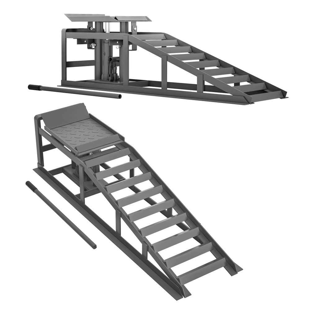 2Pcs Adjustable Car Ramps Metal Vehicle Lifting Loading Ramp Set Grey