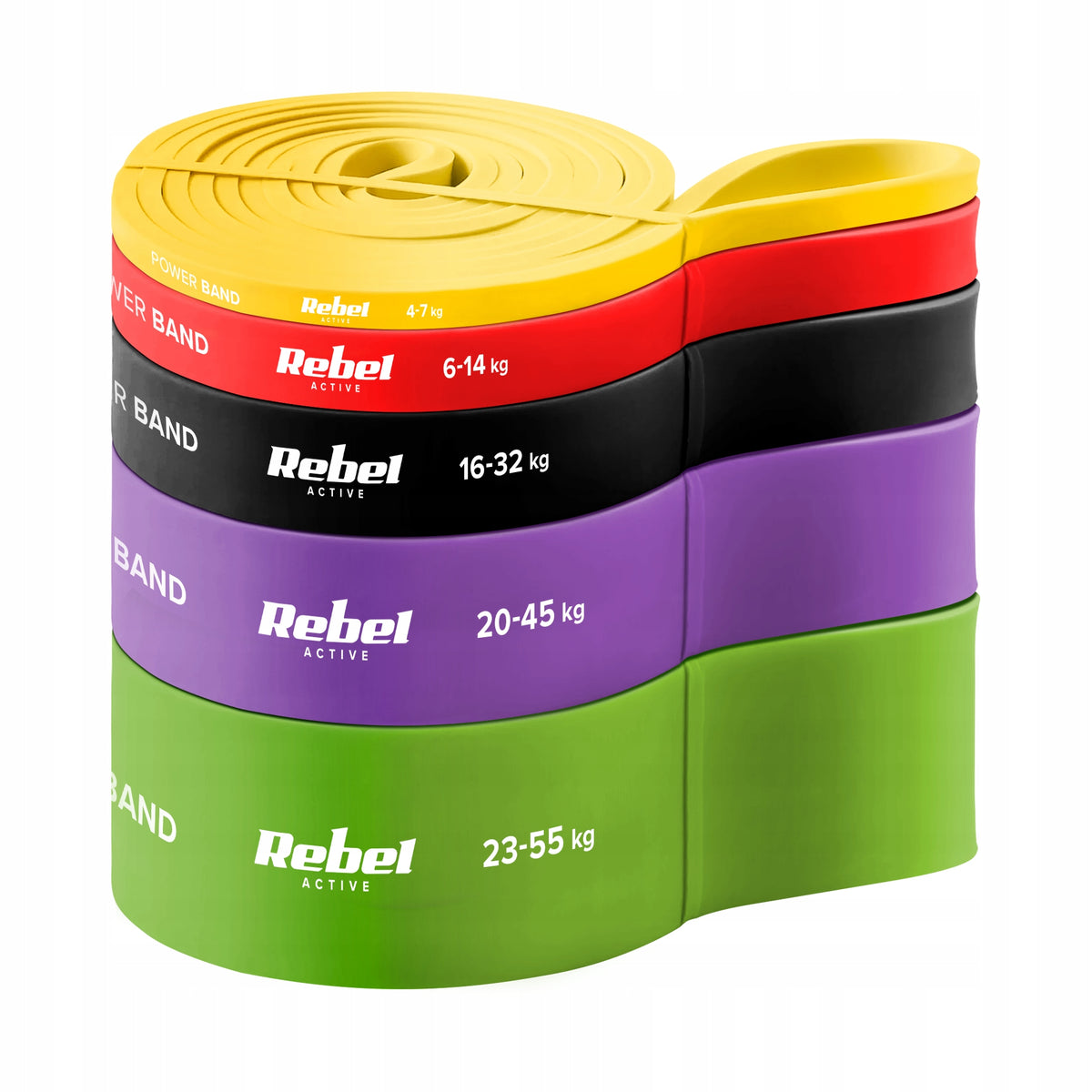 2x Set of 5 Rubbers For Exercise Power Band Resistance Bands For Training 4 55 Kg Reb