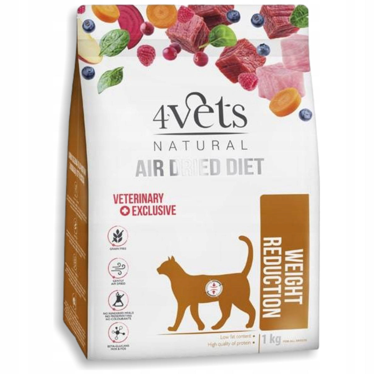 4VETS Natural Weight Reduction Cat Food OBESE THICK CATS 1kg