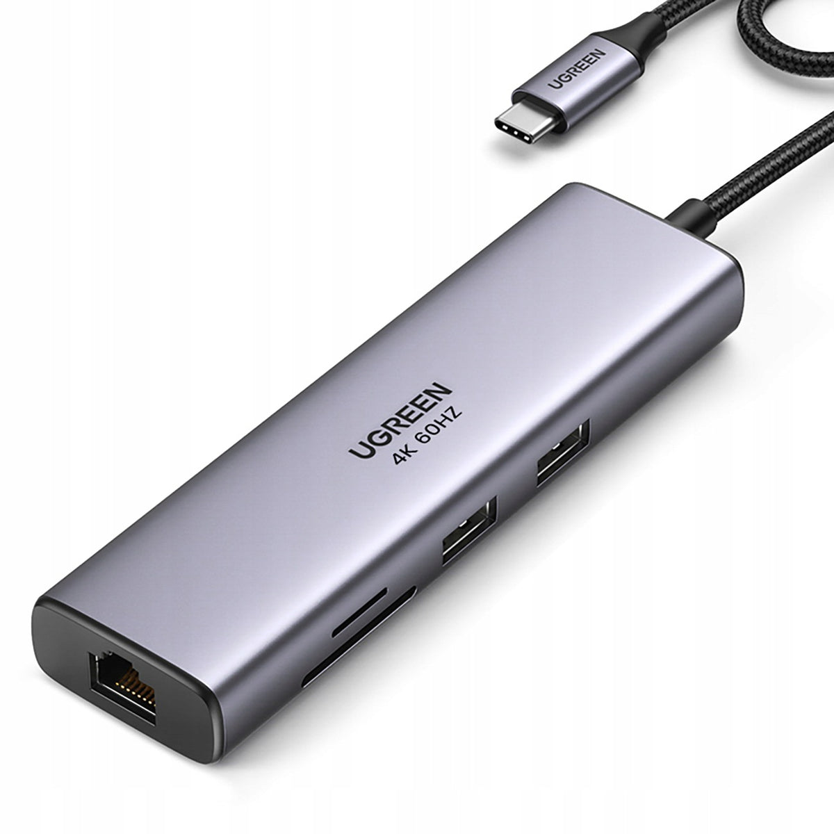 ADAPTER HUB USB-C 8IN1 USB-A HDMI RJ45 SD/TF 4K 30HZ PD 100W GREY 5GBPS
