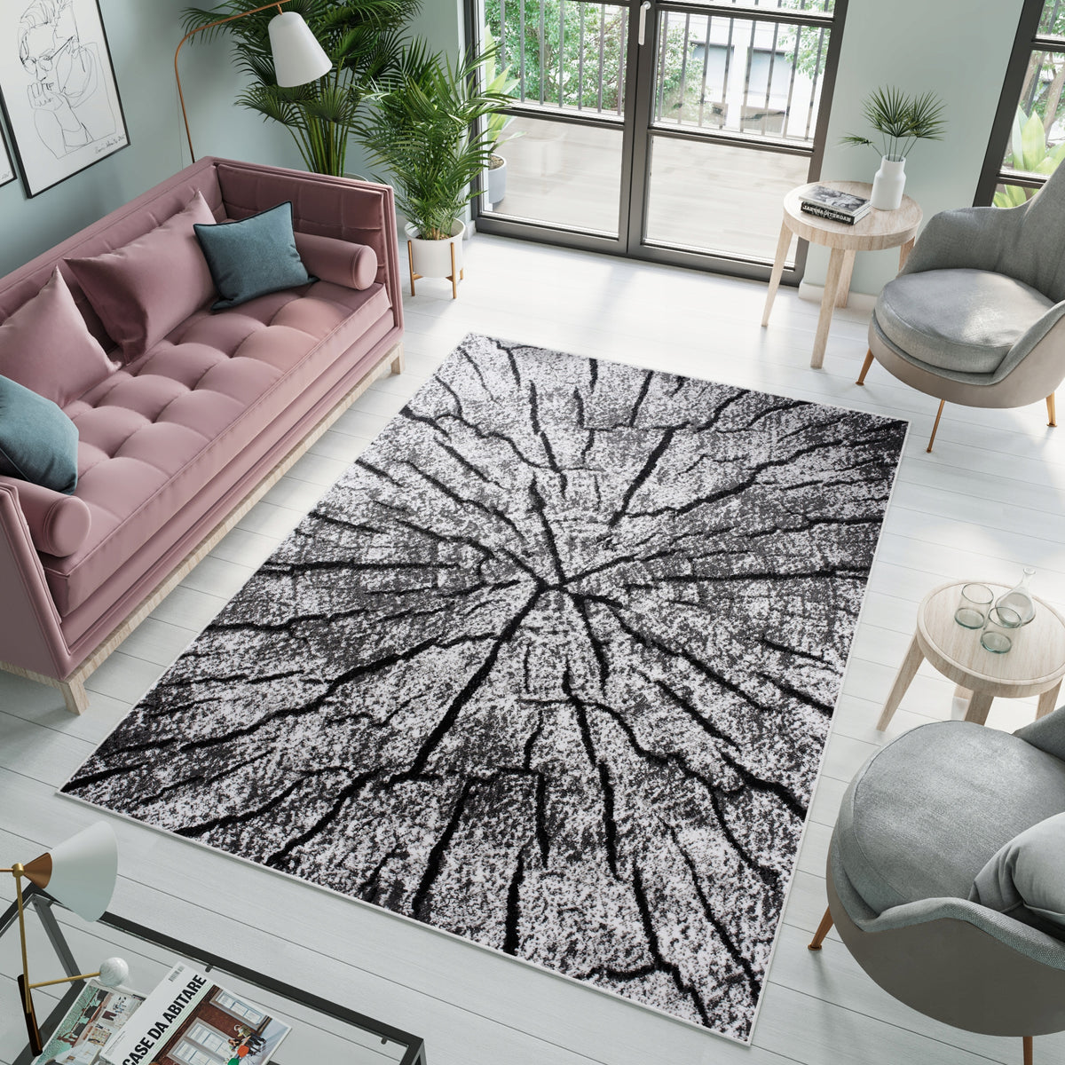 CARPET CANVAS 160x220 BCF TREE Trunk GRAY BLACK EAN (GTIN) 5903173168223