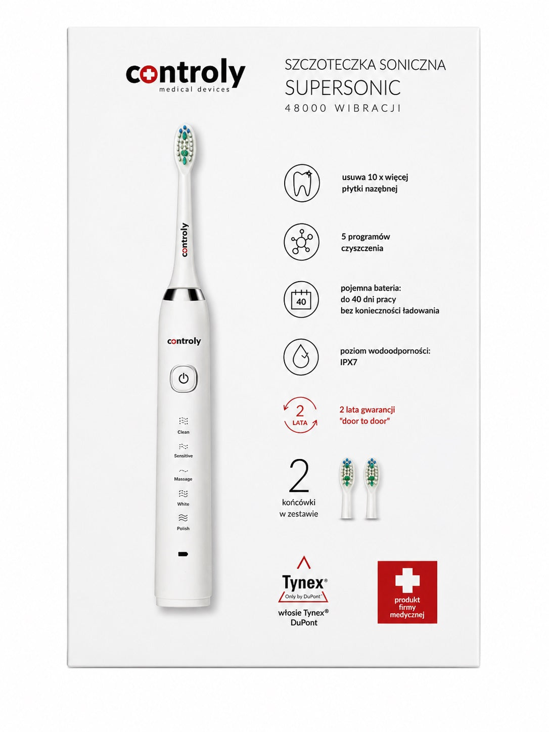CONTROLY SONIC TOOTHBRUSH SUPERSONIC 5 CLEANING PROGRAMS 48000 VIBR