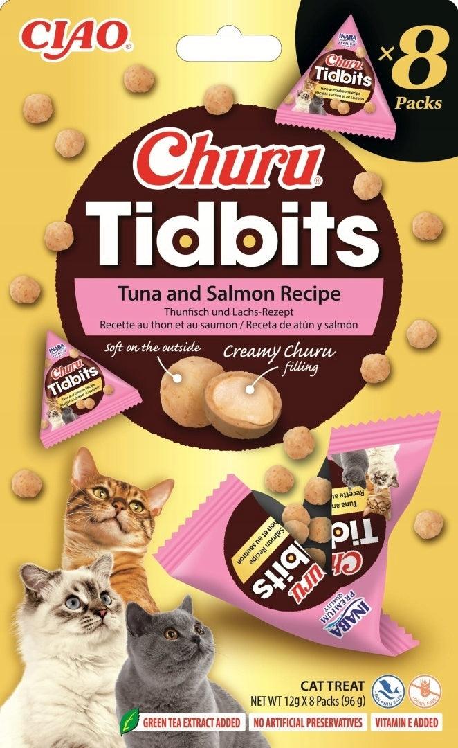 Churu Tidbits 8P cat food formula with tuna and salmon 8x12g