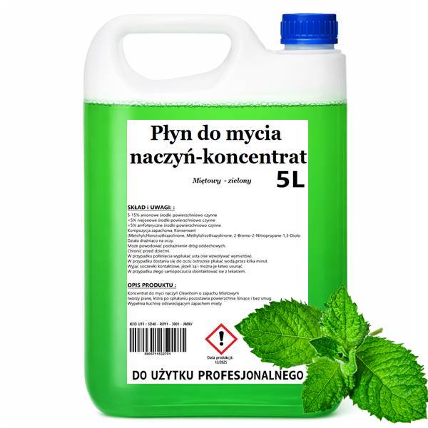 Cleanhom Dishwashing Liquid 5l Mint concentrate efficient and dense