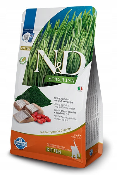 N&D N&D SPIRULINA CAT HERRING & WOLFBERRY KITTEN 1.5 KG + FREEBIE