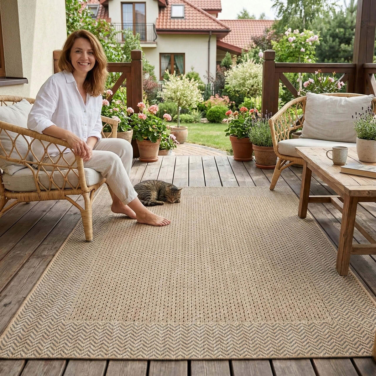OUTDOOR PATIO RUG 120X160 WATERPROOF GARDEN FOR TERRACE BALCONY MAT Packaging status original