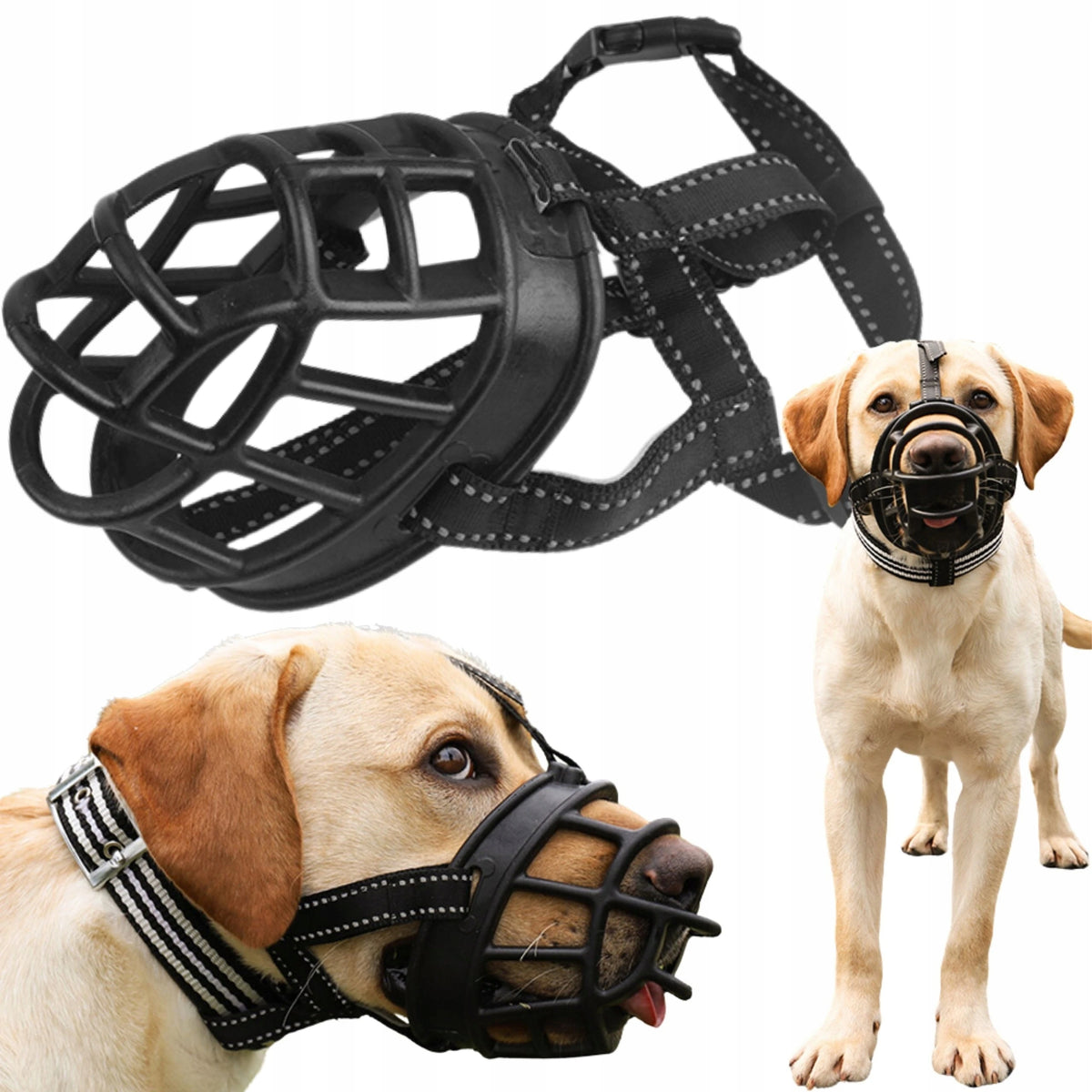PHYSIOLOGICAL RUBBER muzzle For Dog ADJUSTABLE COMFORTABLE Size L