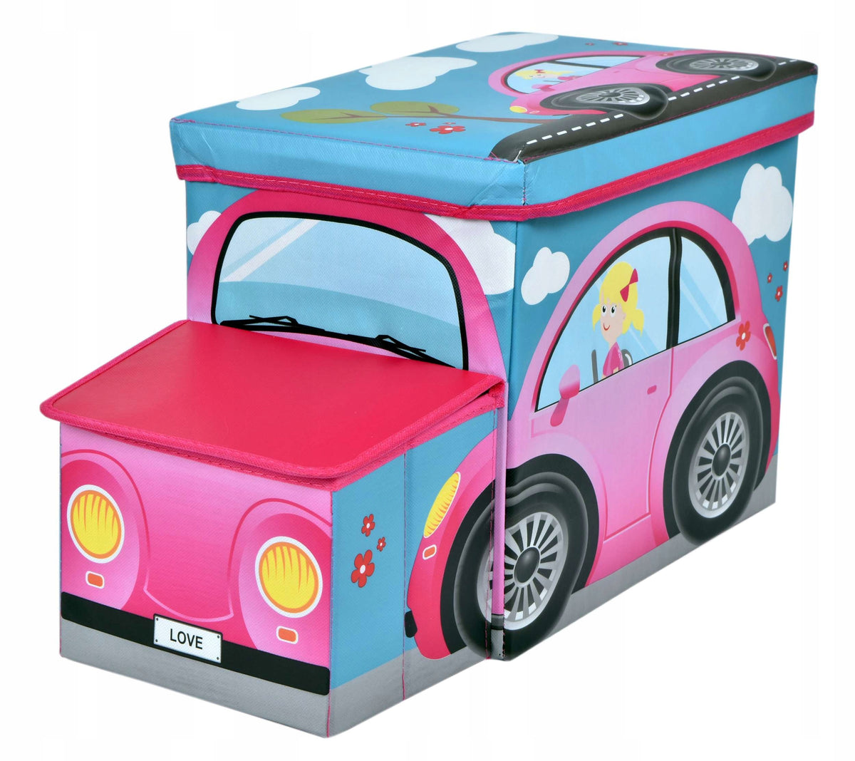 POUF SEAT TOY CONTAINER BLOCKS CAR BASKET AUTO TRUNK CHEST