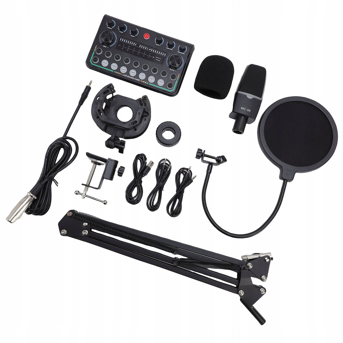 Podcast Microphone Kit Microphone with Sound Card on 3M Brand no brand