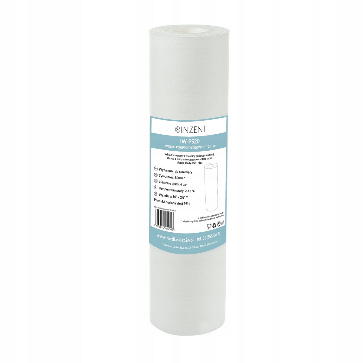 Polypropylene filter cartridge INZENI IW-PS20 foam 20 micron 10 inches Brand Inzeni