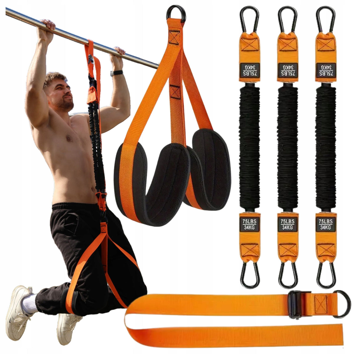 Rubber Auxiliary Pull-Up Belts Training Belts Adjustable 75-225lbs Packaging status original