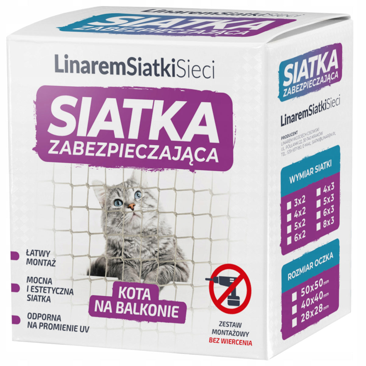 SET BALCONY NET FOR CAT 2x3 WITHOUT DRILLING BRAND SAFE CATS