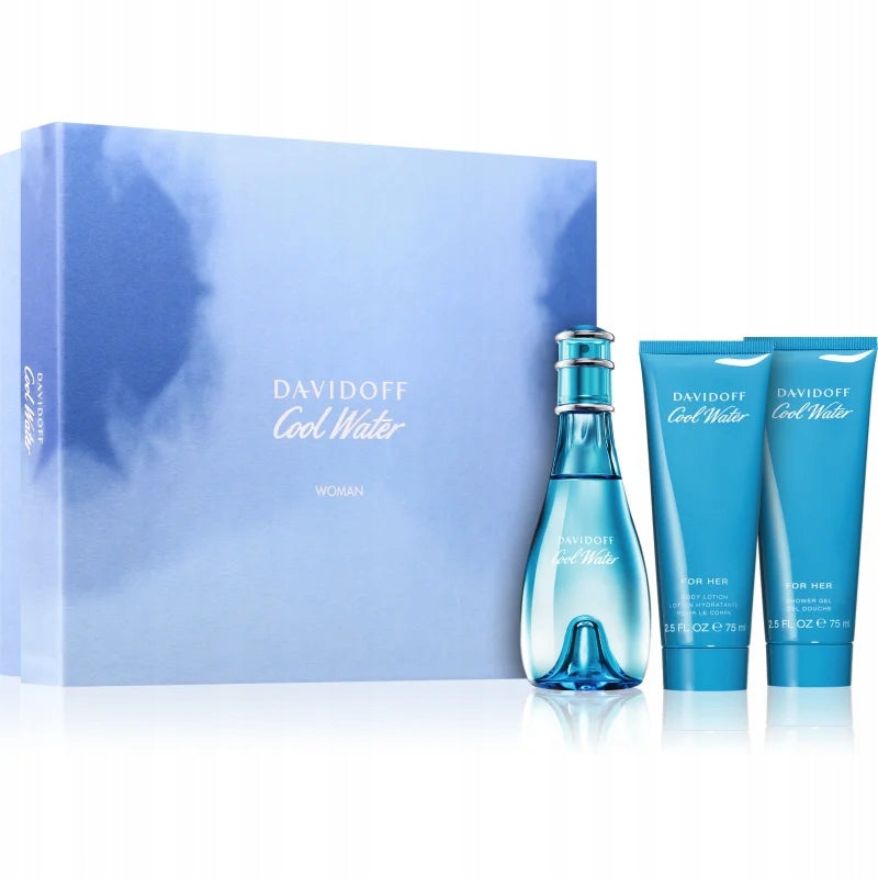 SET DAVIDOFF COOL WATER WOMAN 100ML + 75ML + 75ML EAU DE TOILETTE