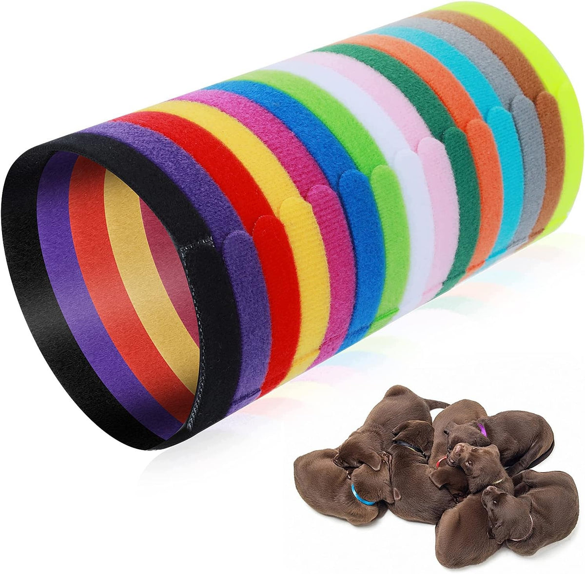 SET OF 15 DOG AND CAT COLLARS ADJUSTABLE IDENTIFICATION