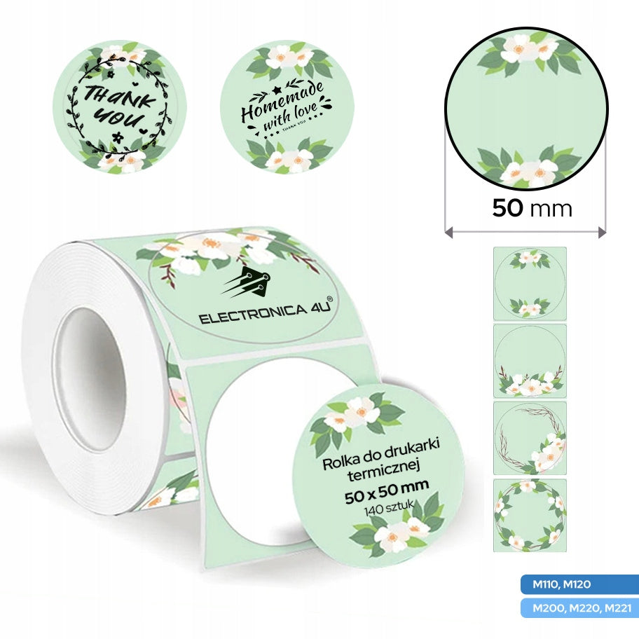 Self Adhesive Labels Replacement for Phomemo M110 M120 M200 M220 M221 50x50