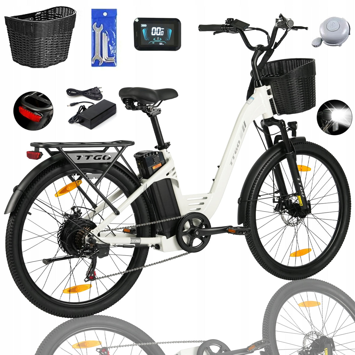 Stylish Male/Women Ebike TTGO C2 Pro 250W 52NM 36V 18AH 25KM/H 120KM 26" EU
