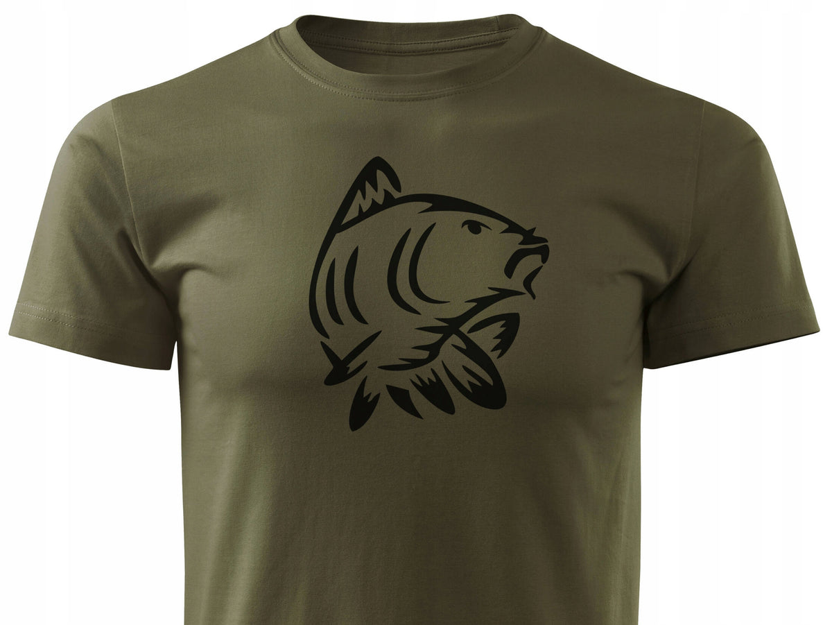T-shirt camo for fish 100% cotton T-shirt for Fisherman print KARP size XL Color green