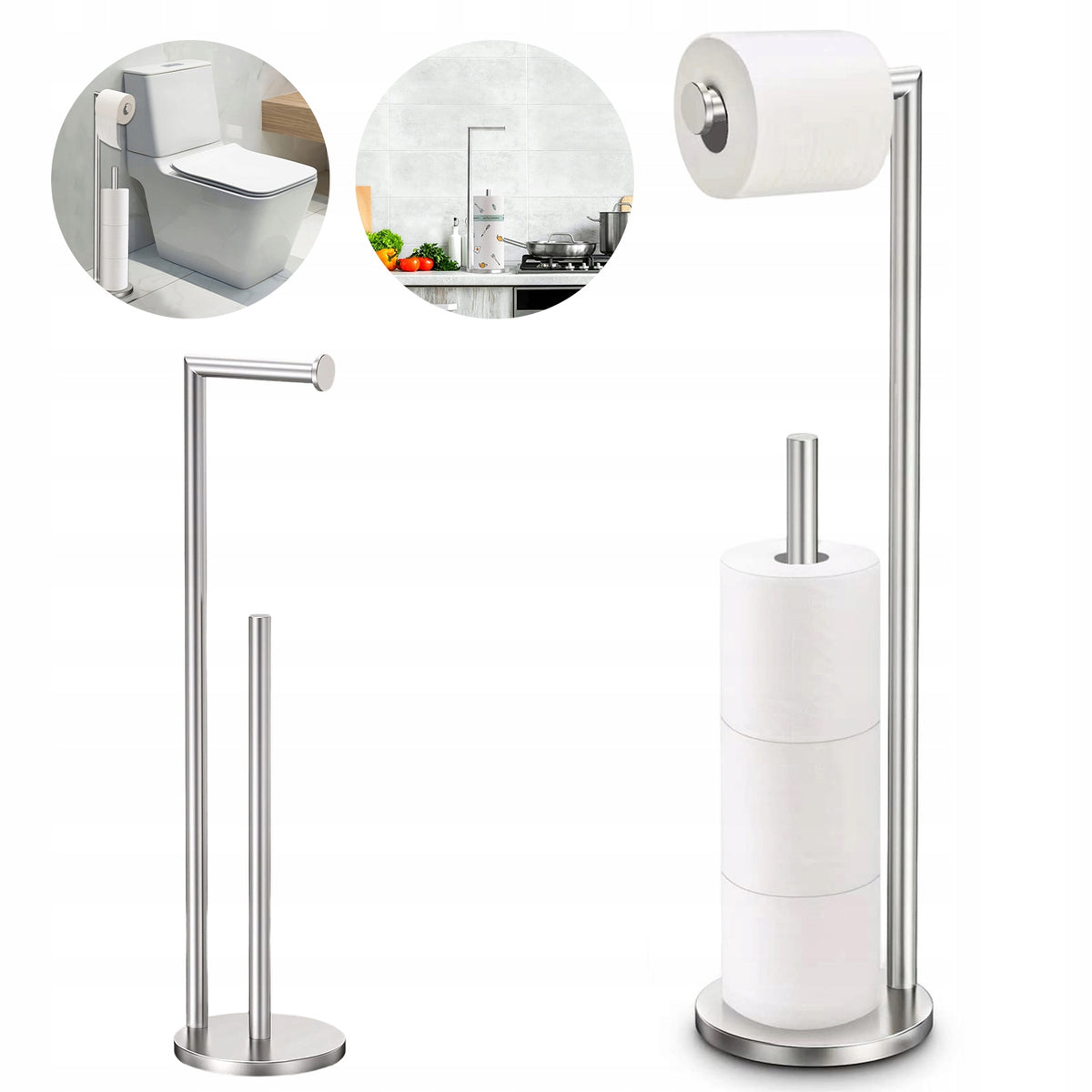 TOILET PAPER RACK FREESTANDING SILVER TOILET PAPER RACK