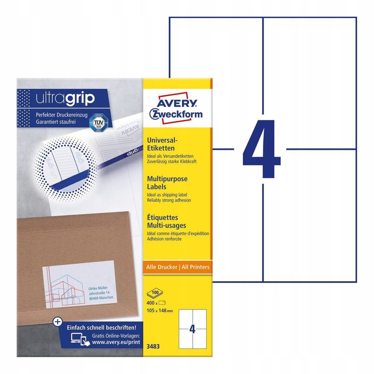 Universal label ILK 105x148 (A4/100ark) Zweckform 3483