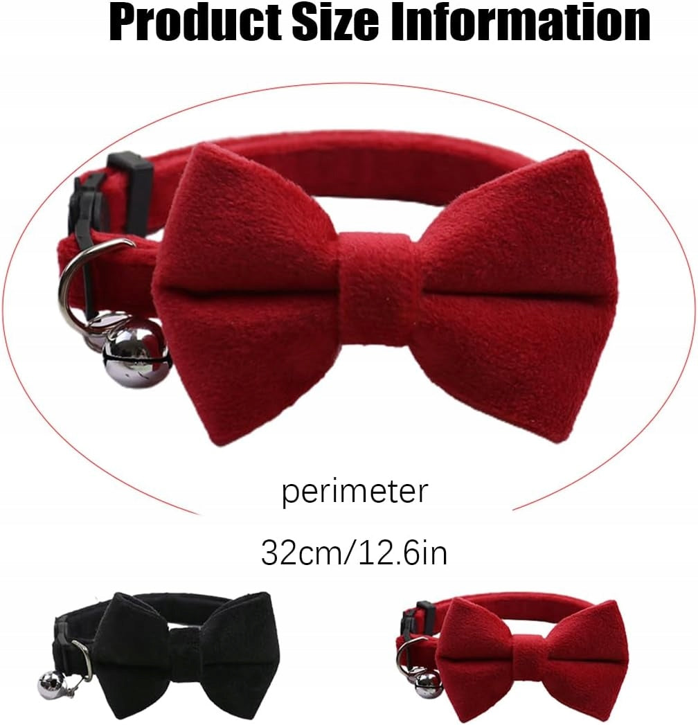 VELVET CAT COLLAR WITH BELL AND BOW TIE ADJUSTABLE Brand no brand