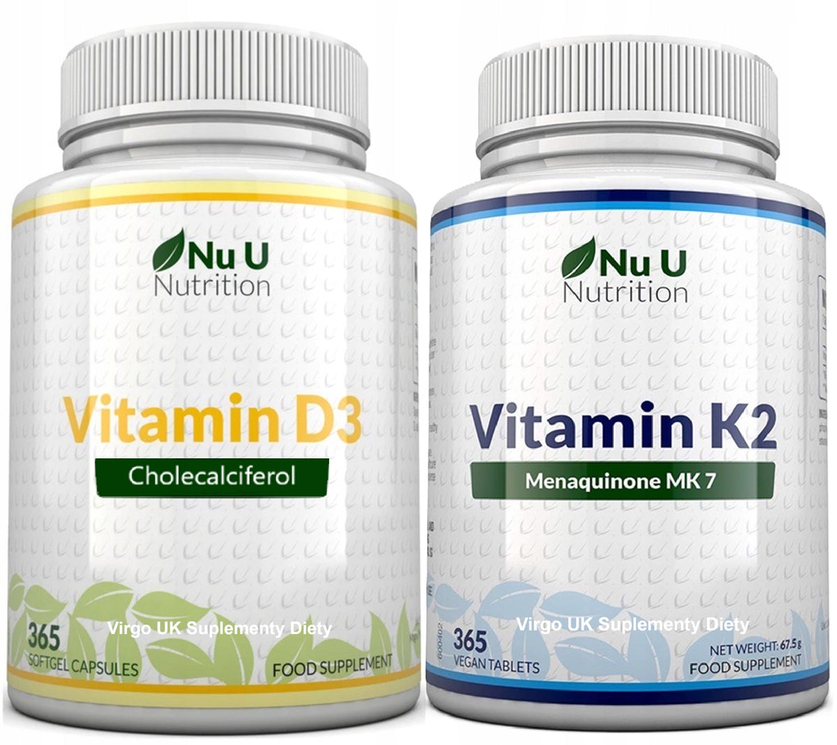 Vitamin D3 10 thousand. 365 capsules+K2 MK7 365 tablets stock for Year Nu U