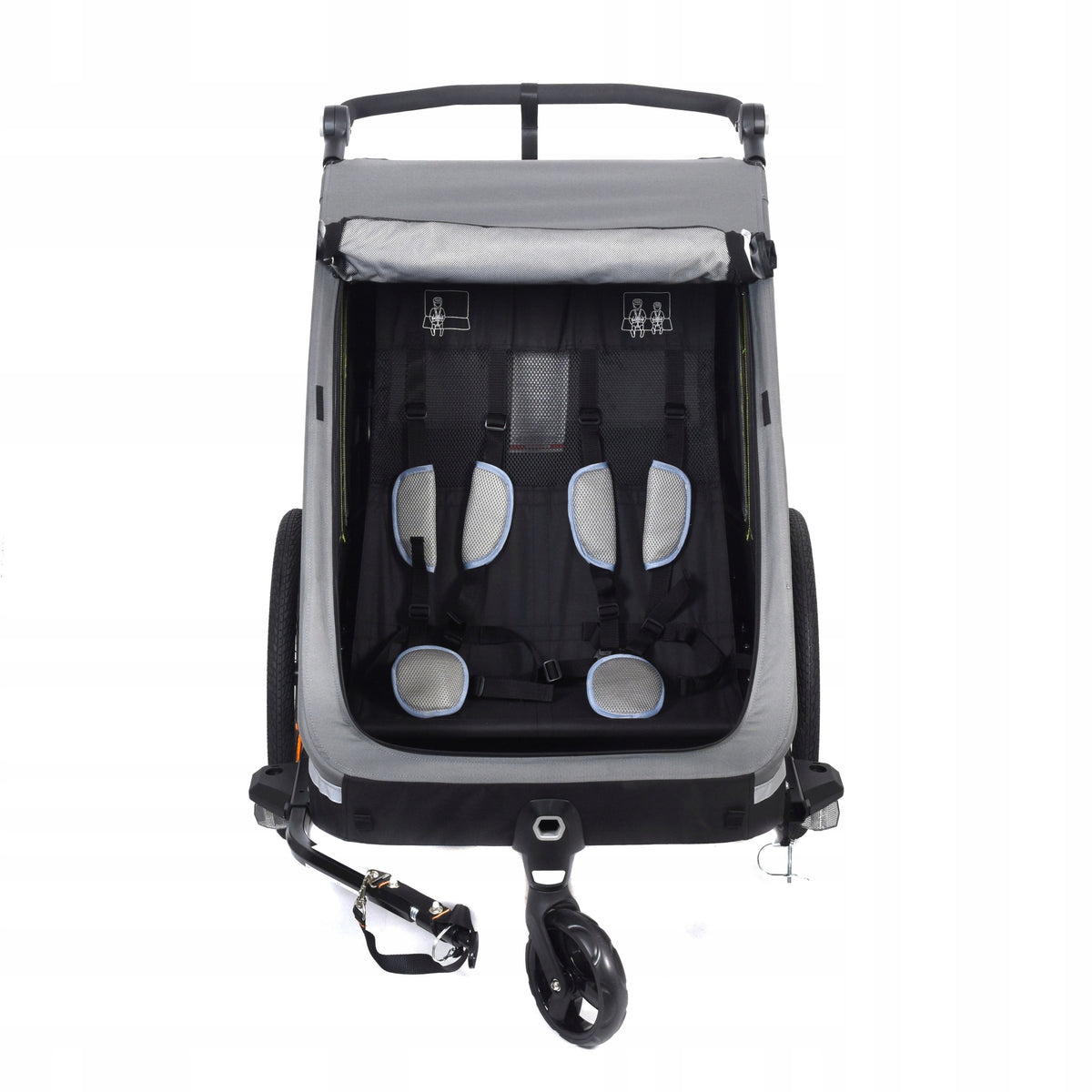 XL CUSHIONED LARGE BICYCLE TRAILER for 2 Children DOUBLE JOGGER Manufacturer code 93510