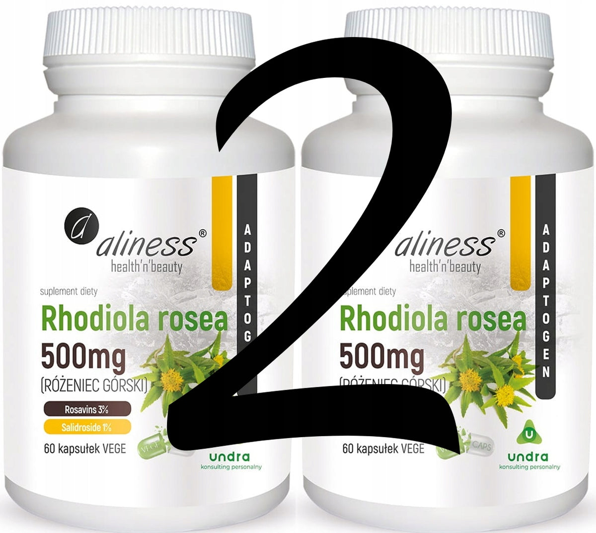 aliness - Rhodiola rosea (mountain rosea) 500 mg | ADAPTOGEN | 60 caps. x2