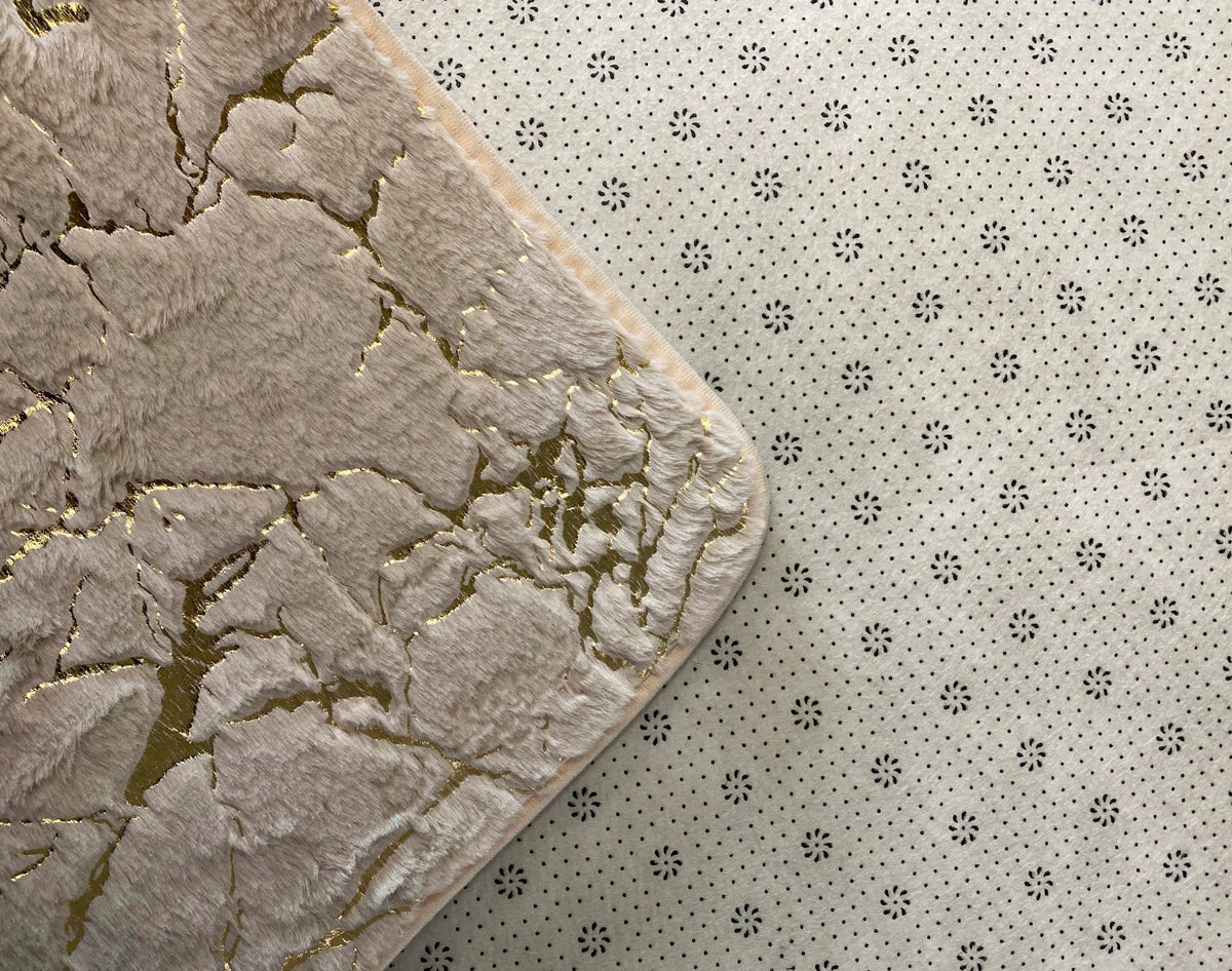 1 BATHROOM RUG NON-SLIP FLUFFY SOFT MARBLE GOLD 50x80cm Length 80 cm