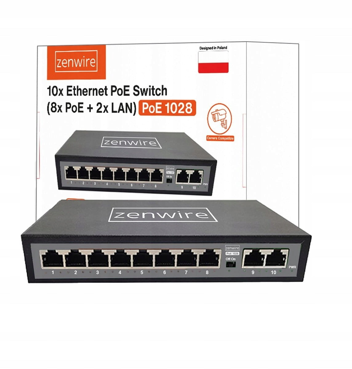 10 Port Splitter 8 POE 2 LAN Ethernet RJ45 for IP Cameras Zenwire
