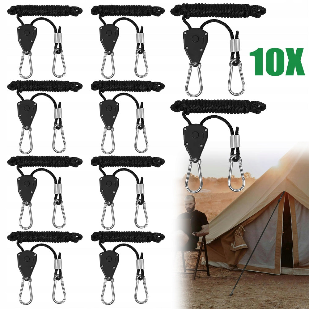 10 X ADJUSTABLE TENSION ROPES, TENSION CABLES WITH ROPE TENSIONER