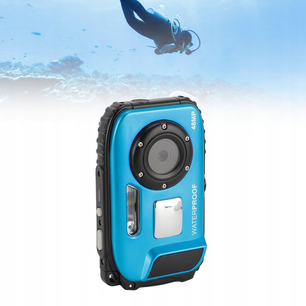 1080P 48MP Diving Camera with Image Stabilization, Waterproof Packaging status original