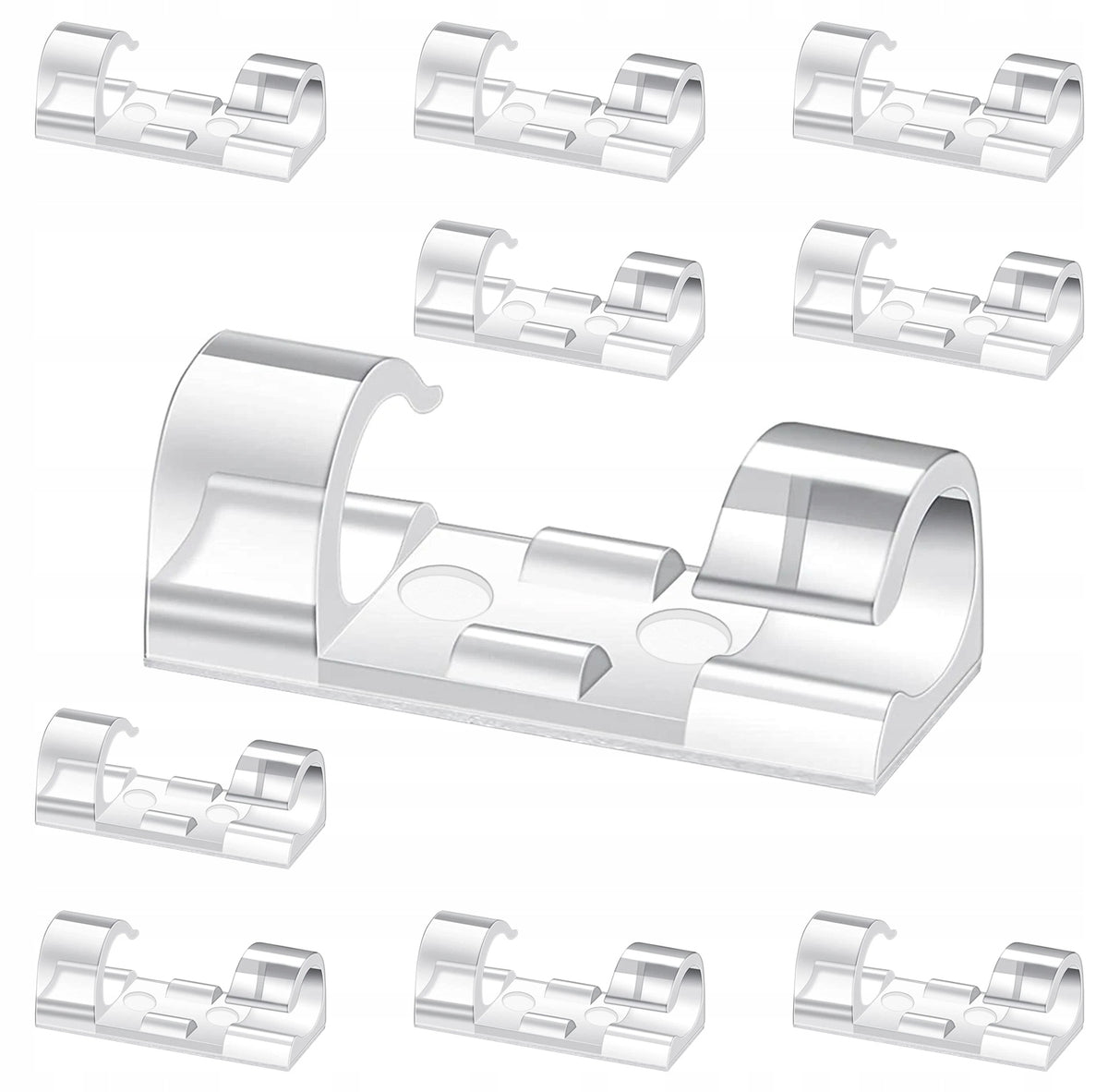 10x WIRE CABLE ORGANIZER CLIP HOLDER SELF ADHESIVE HOOK