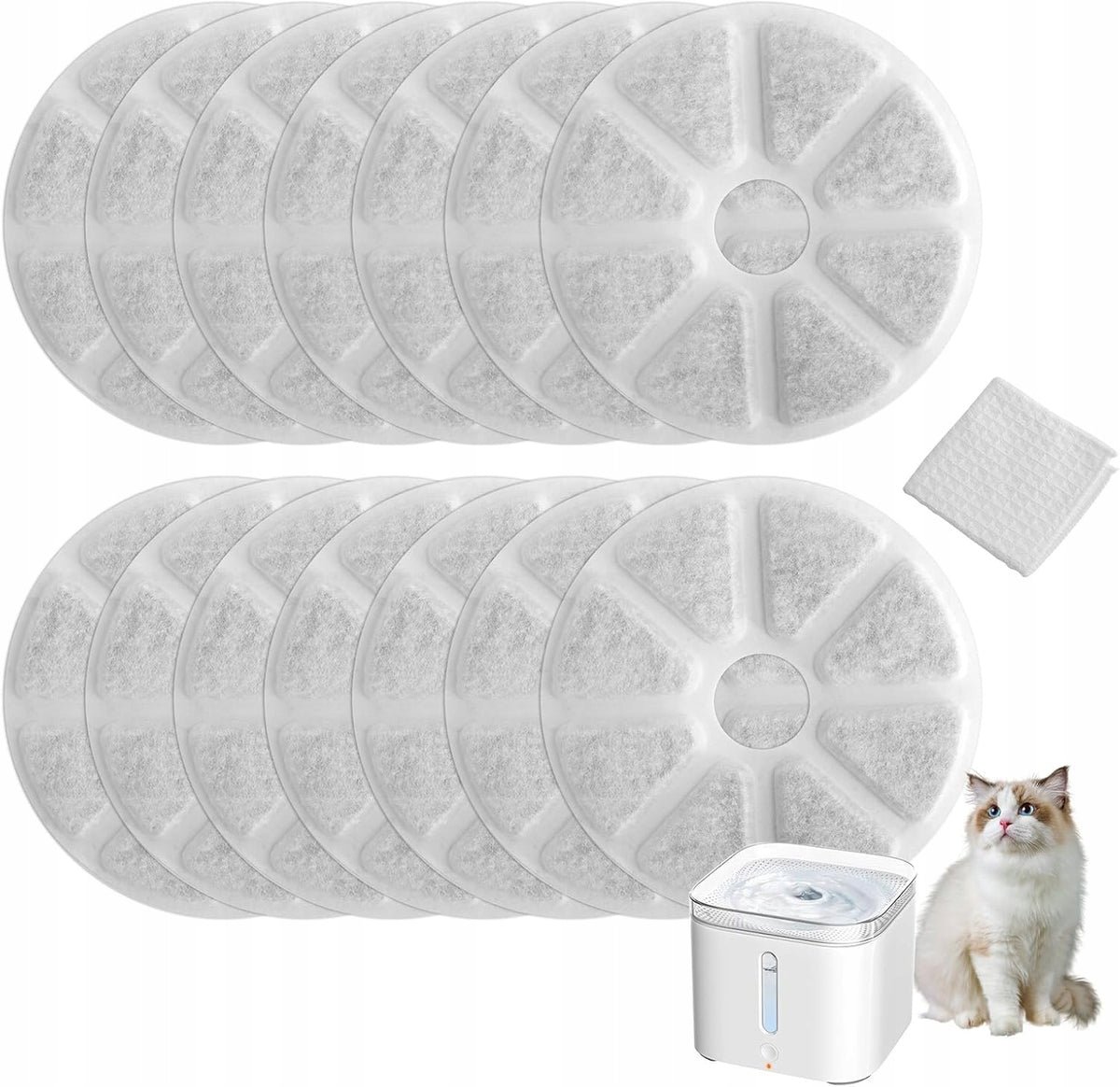 12PCS REPLACEMENT FILTERS CAT FOUNTAIN DRINKERS 14,8cm SET