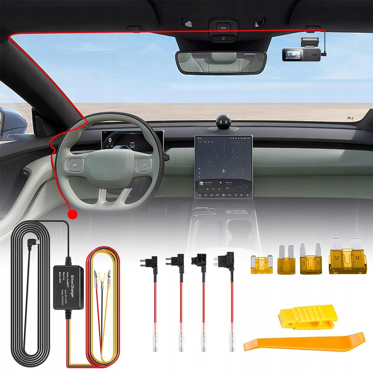 12V-24V to 5V 2,5A Car Camera Mount Kit