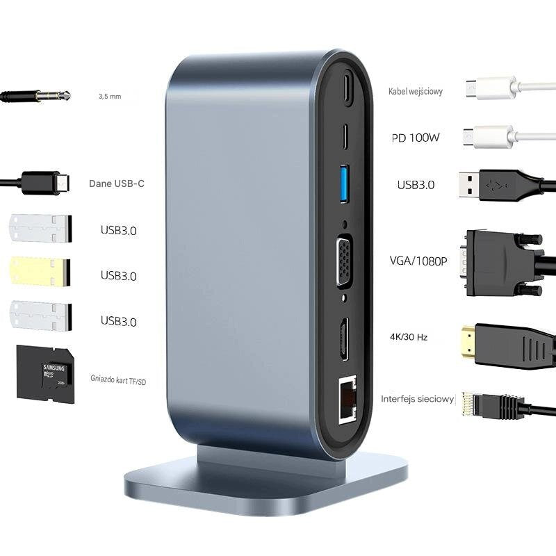 13-in-1 Vertical USB-C Docking Station