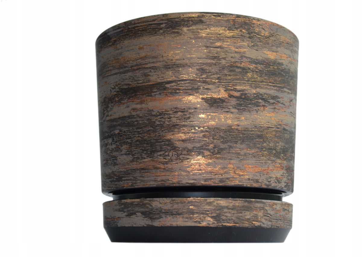 14 pot with stand pattern RUSTY BARK imitation wood tree gold element