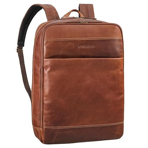 15 6 INCH BUSINESS LEATHER LAPTOP BACKPACK FOR MAN WOMAN Color brown