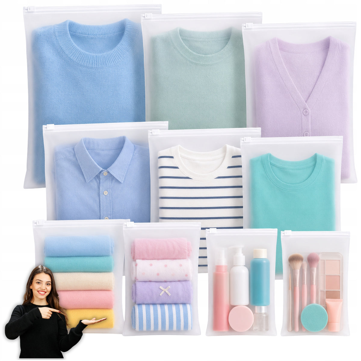 16x CLOTHES BAGS ACCESSORIES LUGGAGE SUITCASE BAGS TRAVEL ORGANIZER