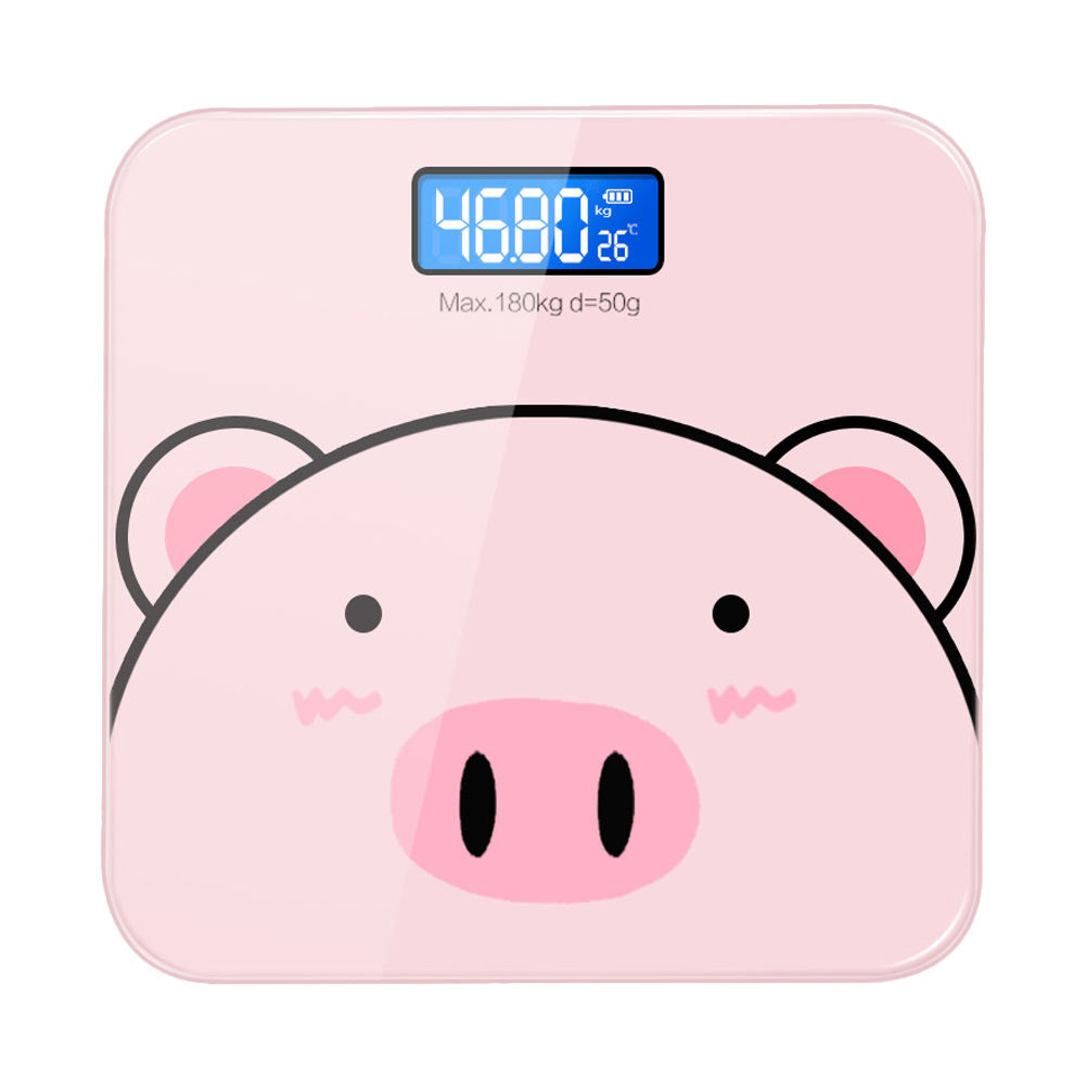 1Pc Pink Cartoon Electronic Body Weight Scale USB Rechargeable