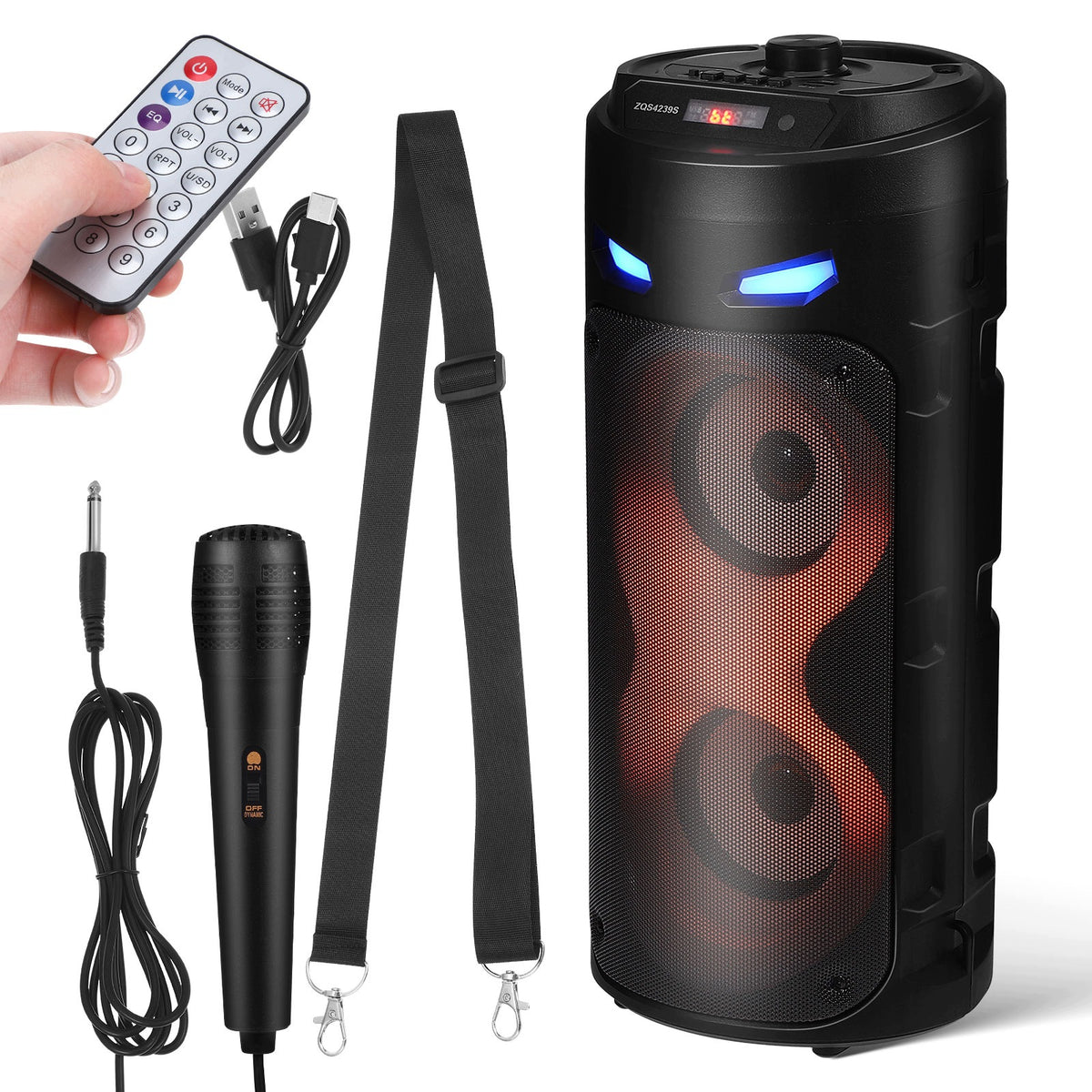 1Set Portable Car Speaker System with Subwoofer and LED Light Effects