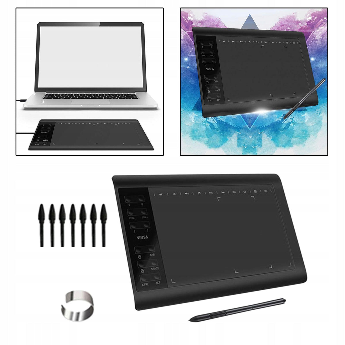 1x6 Inch Graphic Drawing Tablet, Battery Free Pen Graphics Tablet, Choice 1