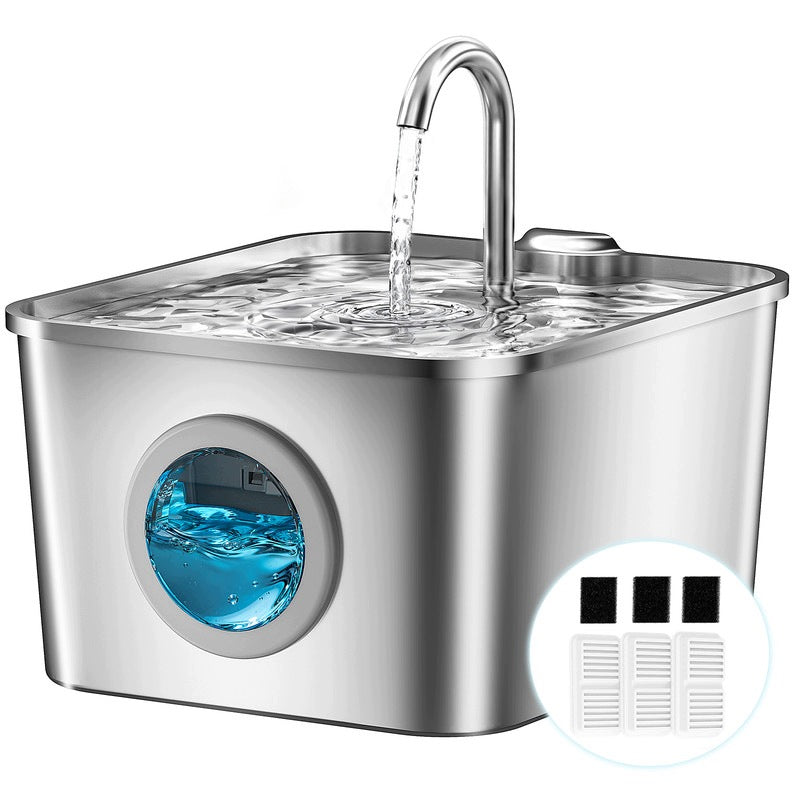 2.6L Stainless Steel LED Pet Fountain Quiet