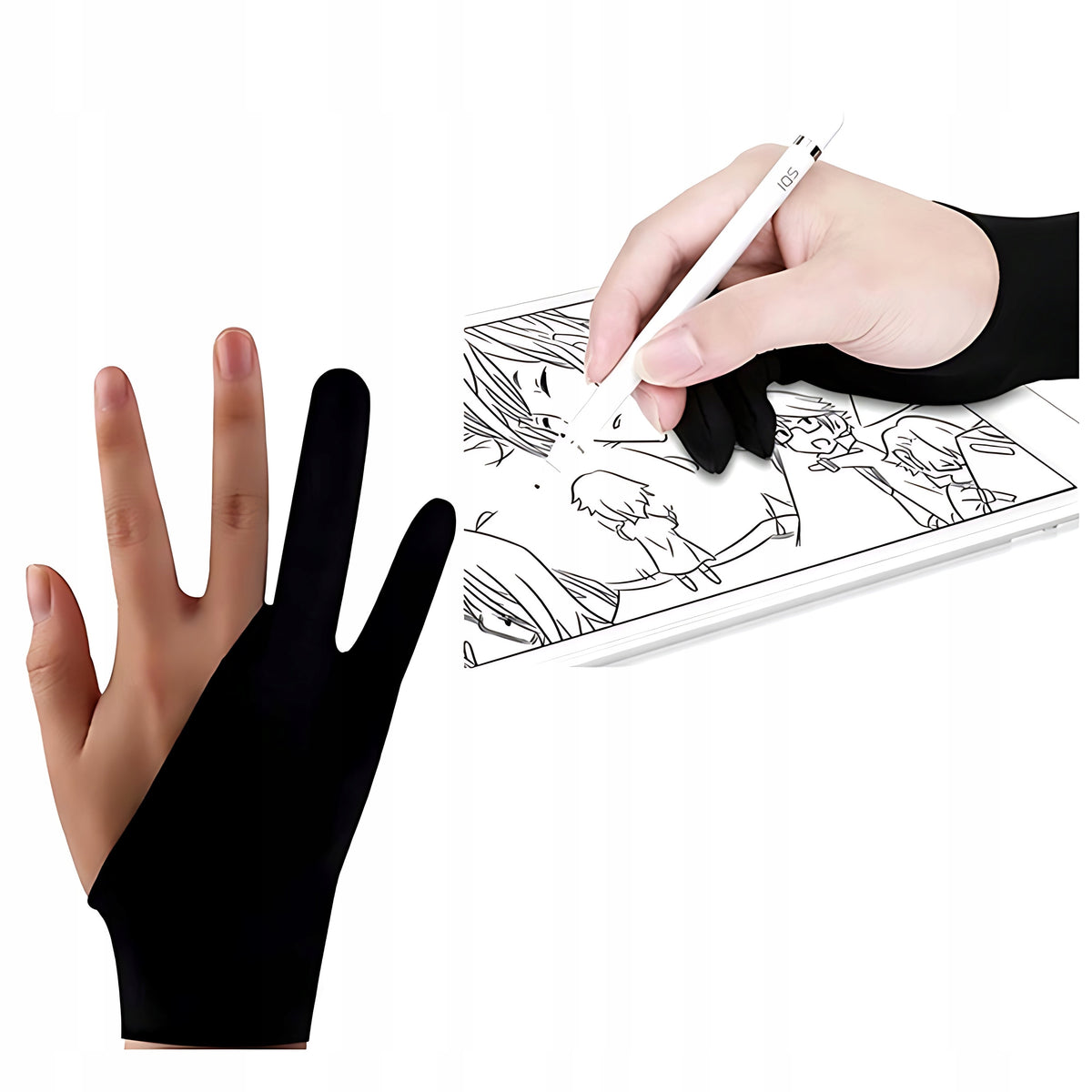 2-Finger Drawing Glove for Graphics Tablet, Sketching on Paper