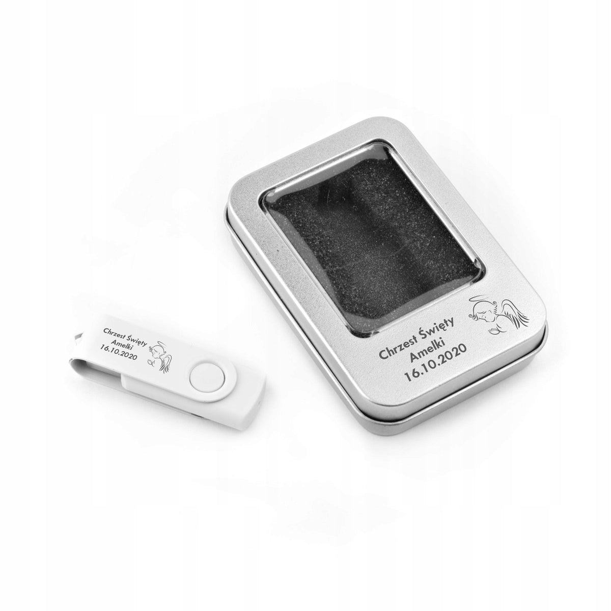 2 GB 2.0 flash drive + Metal Box + Engraving BAPTISM