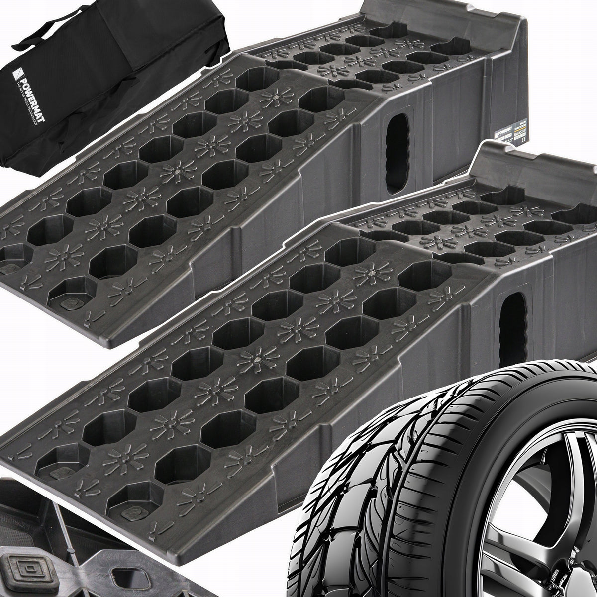 2 PCS CAR RAIDS WORKSHOP PLATFORM RAMPS 8 TONS!! + COVER