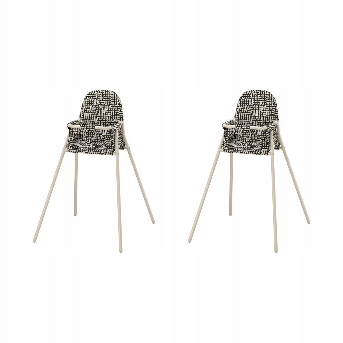 2 Pcs Beige Feeding Chair with Tray for Kids