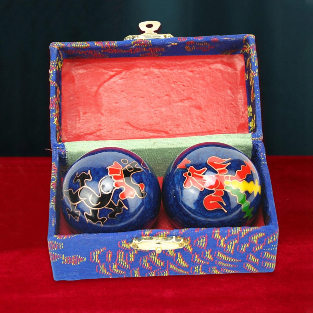 2 Pieces Baoding Ball Chinese Exercise Hand Massage Balls Finger Blue