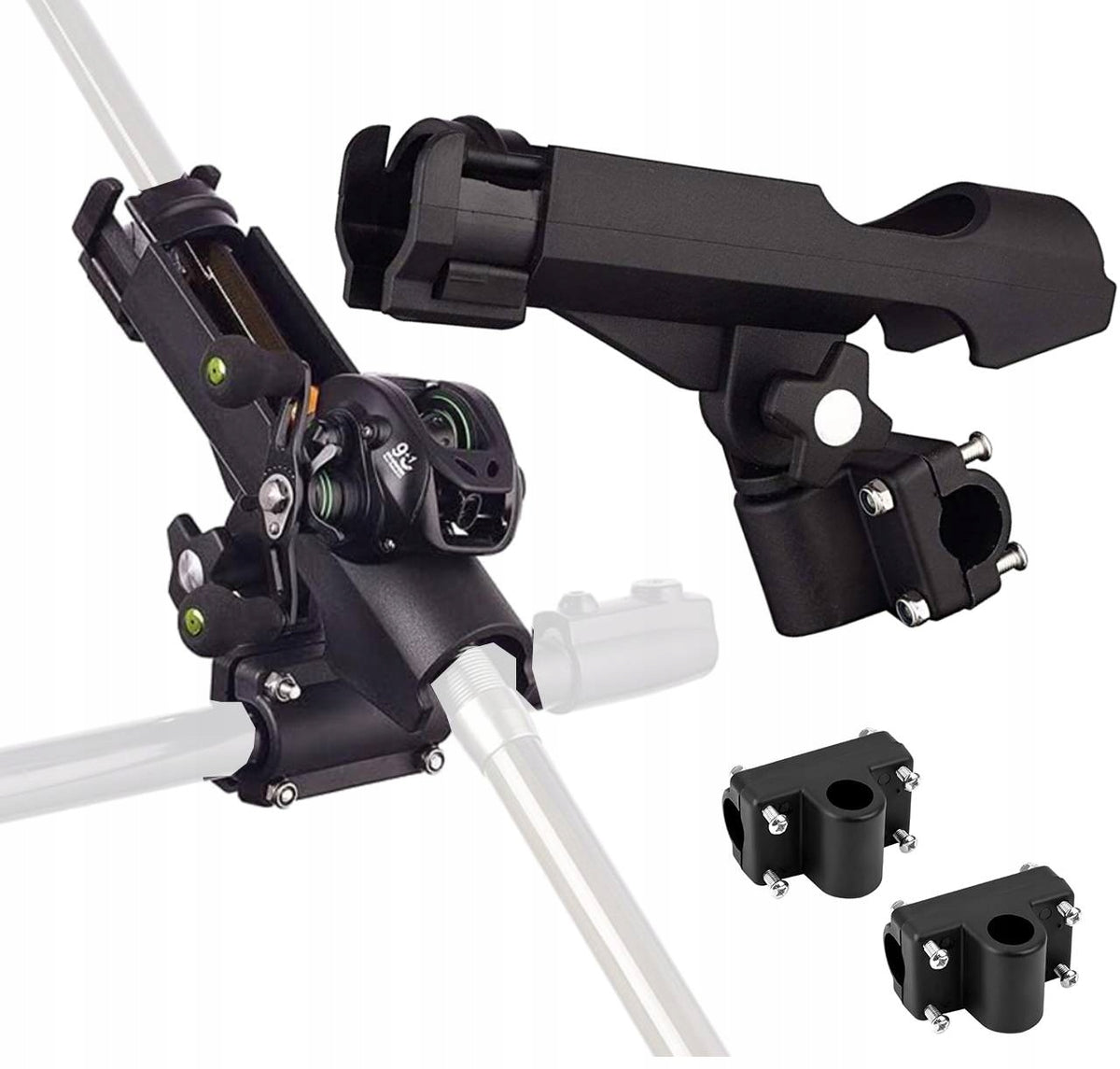 2× ROD HOLDER SUPPORTS FISHING HANDLES ADJUSTABLE 360° KAYAK BOAT