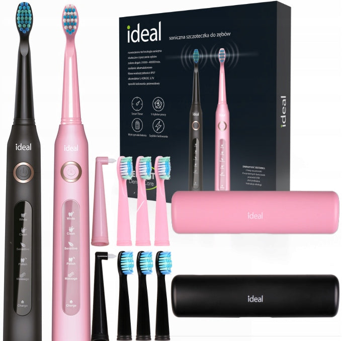 2 X POWERFUL SONIC ELECTRIC TOOTHBRUSH 5 MODES 6 TIPS