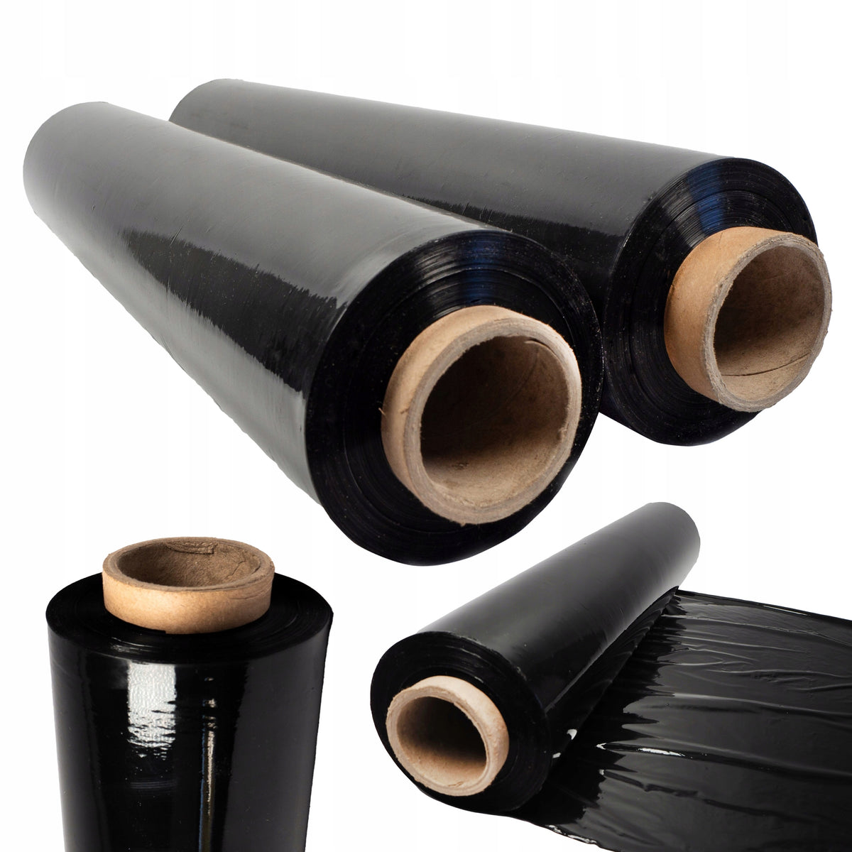 2 x STRETCH FILM STRETCH BLACK 3 KG NET STRONG OPAQUE ROLL- MB SERVICE